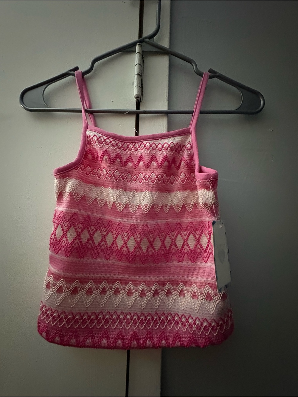 btween Hot Pink & White Knit Spaghetti Strap Tank